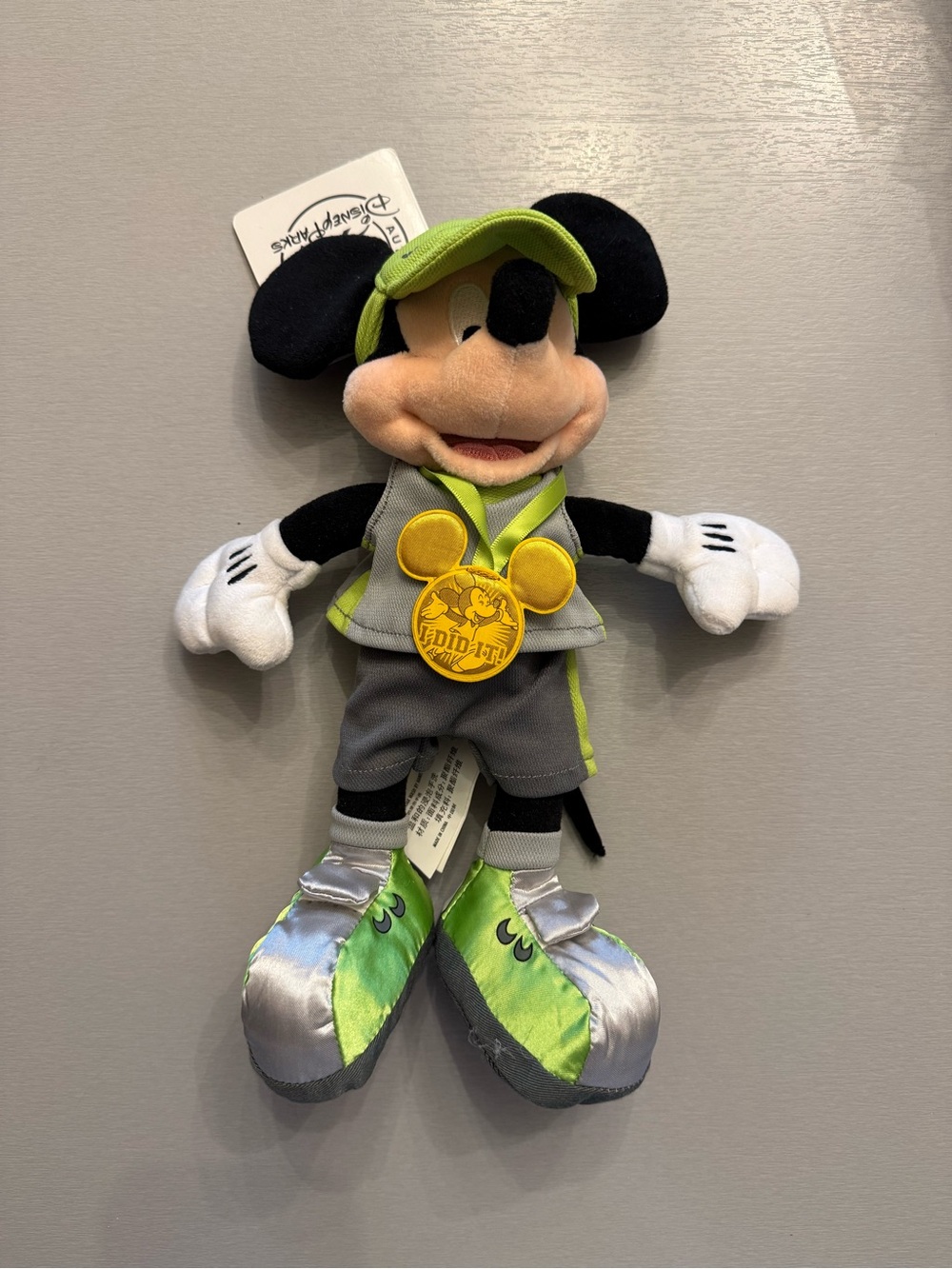 RunDisney 2017 Mickey Plush in Neon Green and Gray